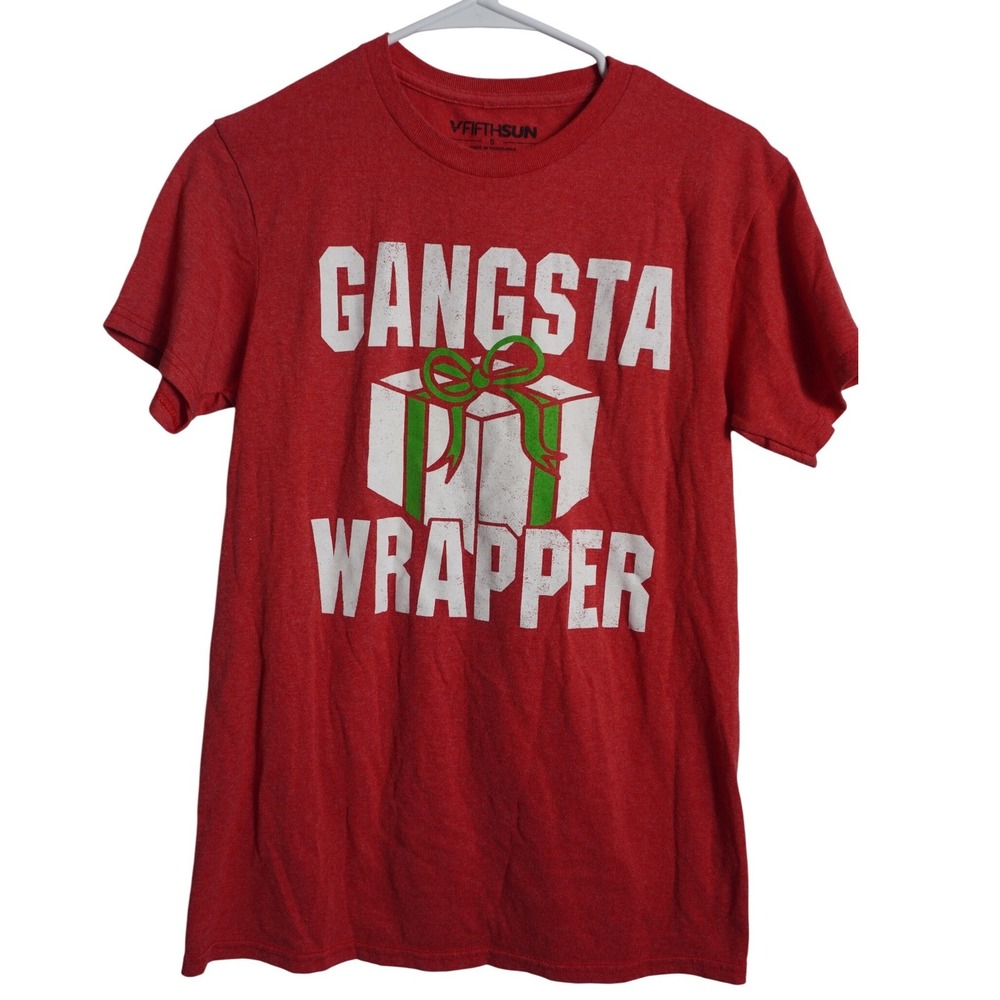 Fifth Sun Graphic Tee Small Holiday Gangsta Wrapper Red Heather